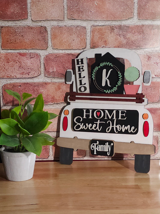 Home Sweet Home Insert for Farmhouse Vintage Truck - Interchangeable: Insert Only