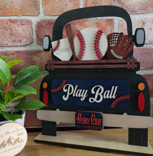 Baseball Insert for Farmhouse Vintage Truck - Interchangeable: Insert Only