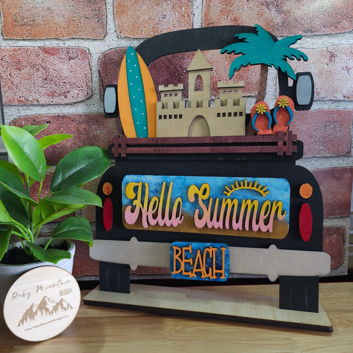Summer Beach Insert for Farmhouse Vintage Truck - Interchangeable: Insert Only