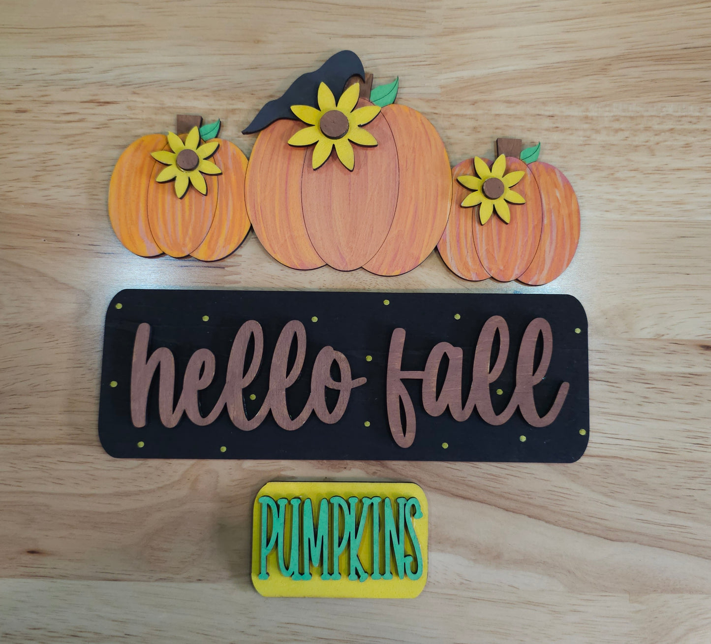Pumpkins Hello Fall Insert for Farmhouse Vintage Truck - Interchangeable: Insert Only