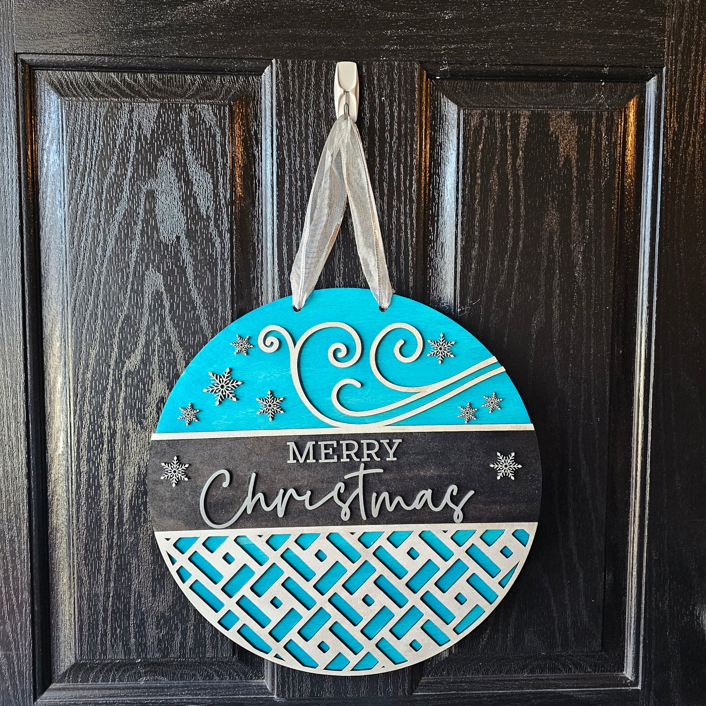 Swirl Merry Christmas Round Door Hanger