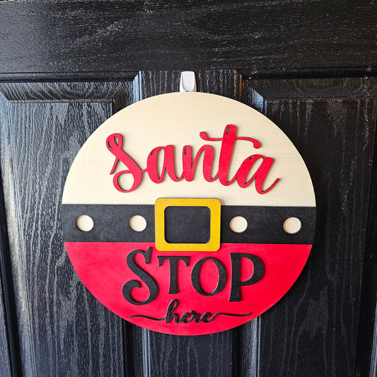 Santa Stop Round Door Hanger