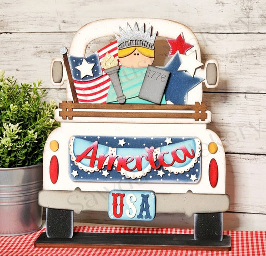 4th of July - Lady Liberty Insert for Farmhouse Vintage Truck - Interchangeable: Insert Only