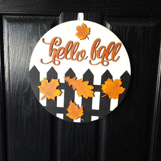 Hello Fall Round Door Hanger