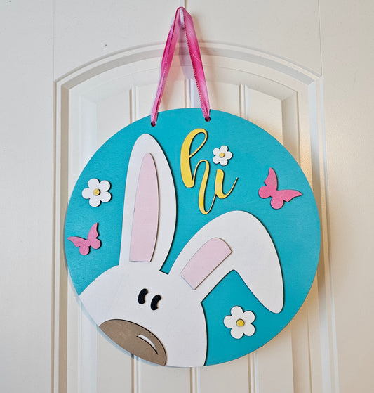 Peeking Bunny Round Door Hanger