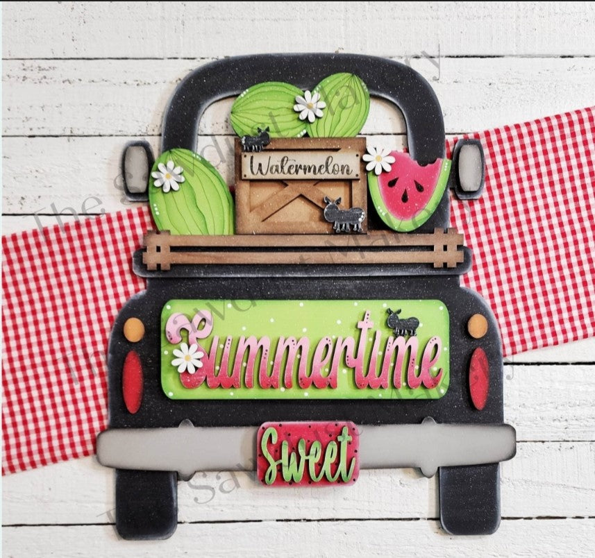 Summer Watermelon Insert for Farmhouse Vintage Truck - Interchangeable: Insert Only