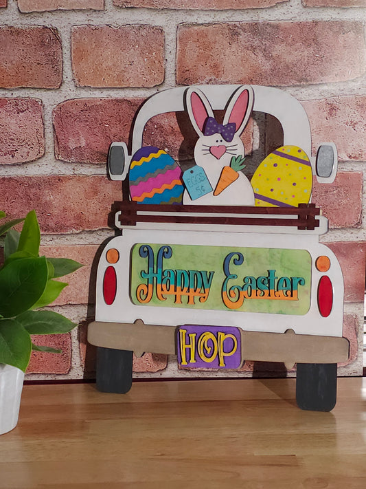 Hoppy Easter Bunny Insert for Farmhouse Vintage Truck - Interchangeable: Insert Only