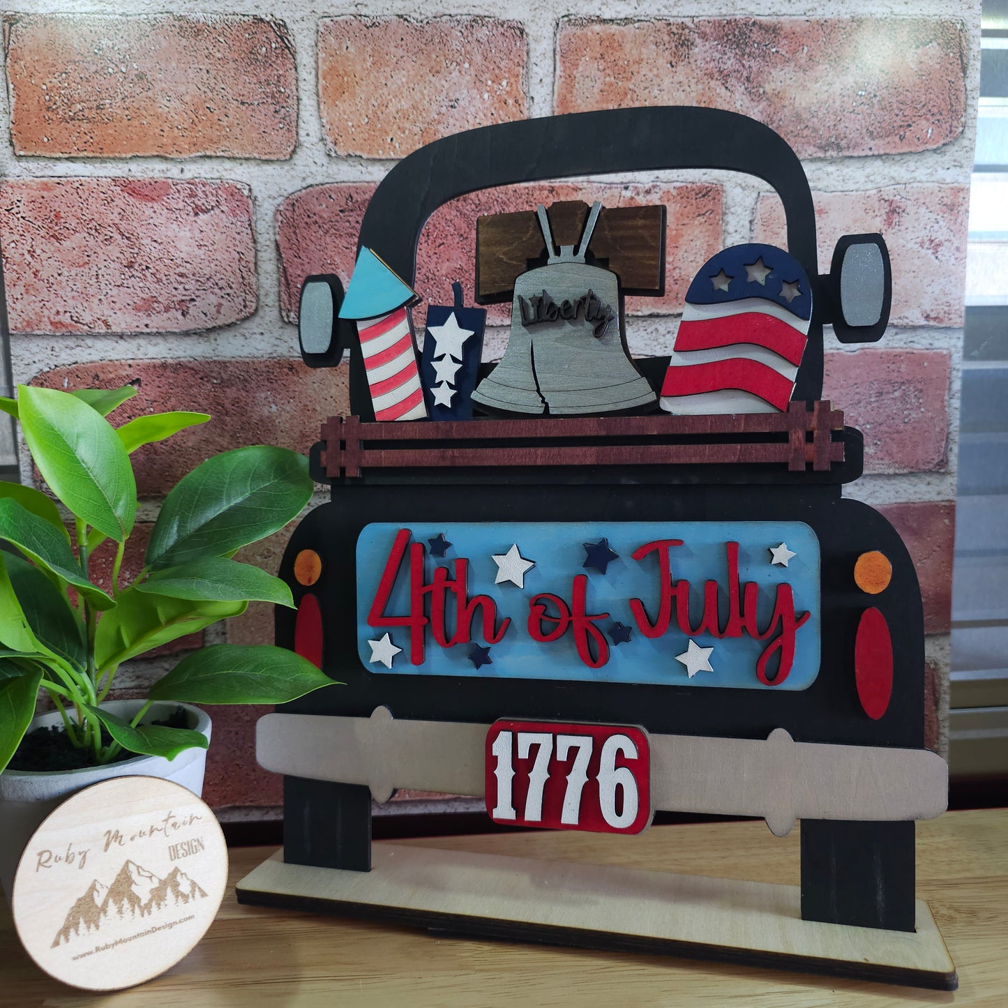 4th of July Insert for Farmhouse Vintage Truck - Interchangeable: Insert Only