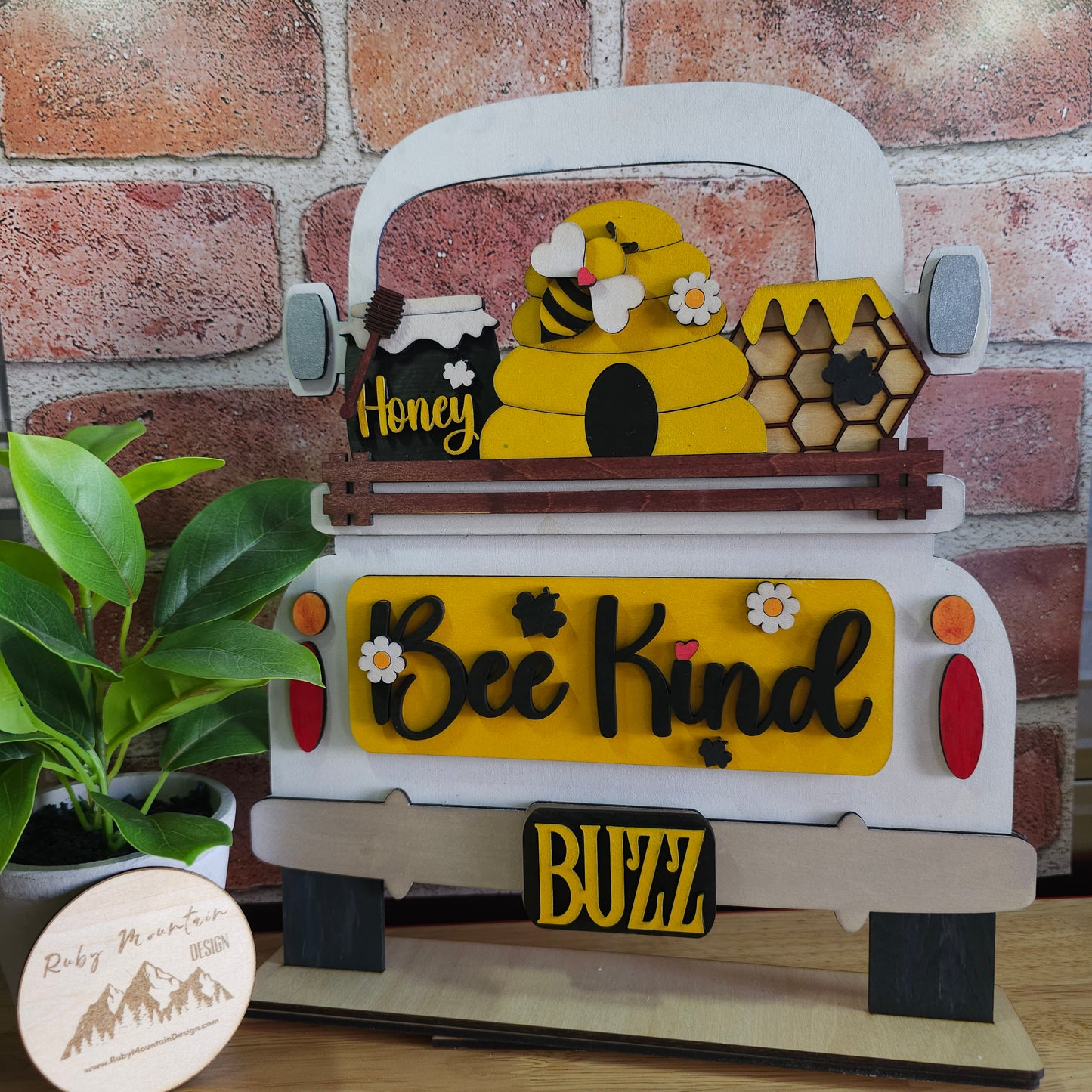 Bee Kind Insert for Farmhouse Vintage Truck - Interchangeable: Insert Only