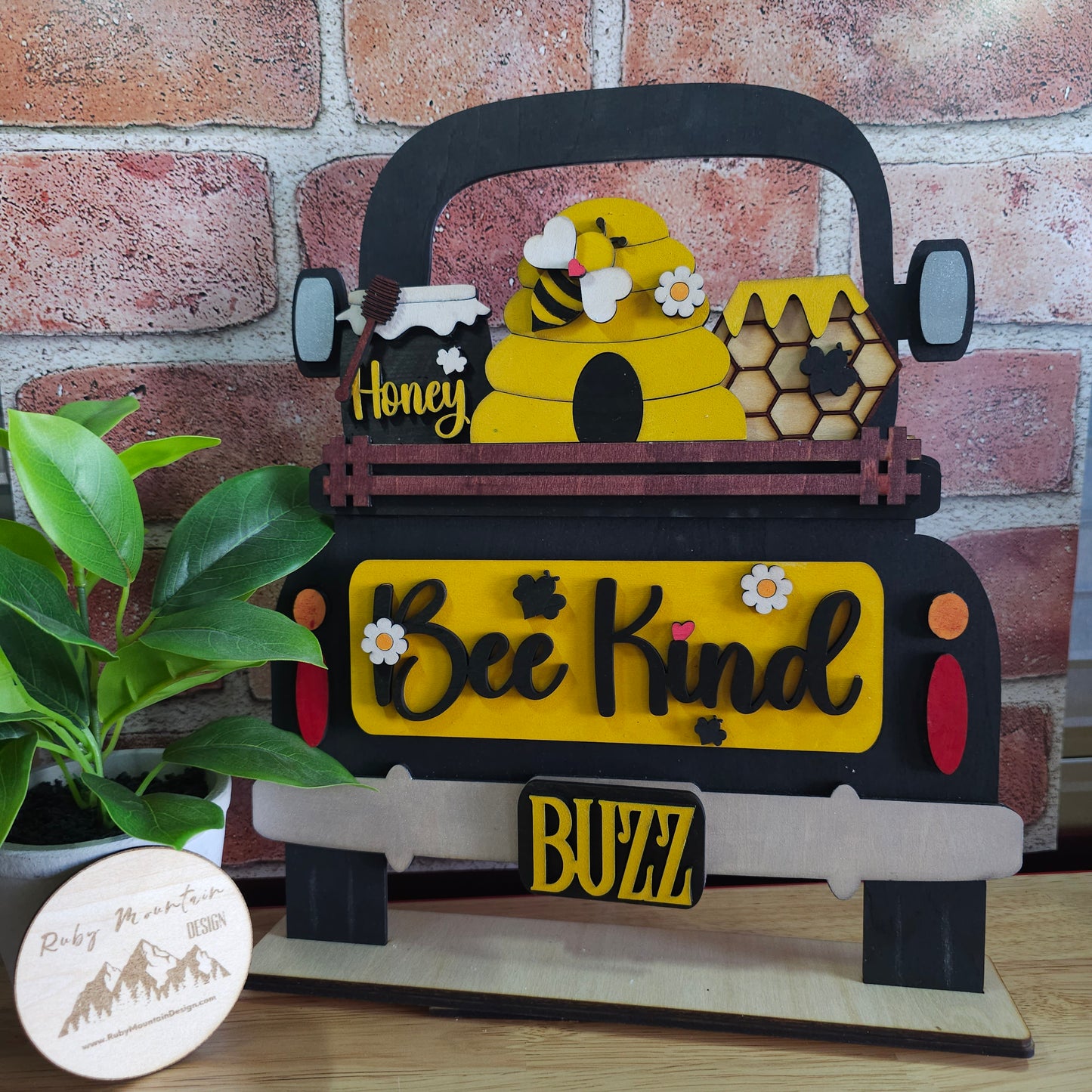 Bee Kind Insert for Farmhouse Vintage Truck - Interchangeable: Insert Only