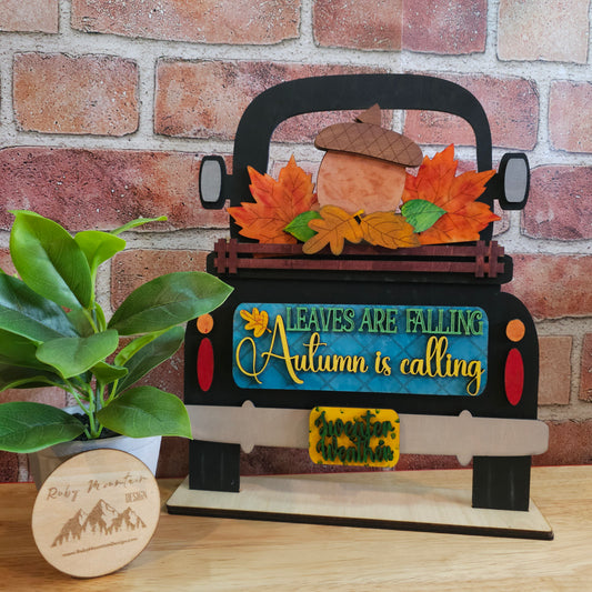 Autumn Leaves Fall Insert for Farmhouse Vintage Truck - Interchangeable: Insert Only