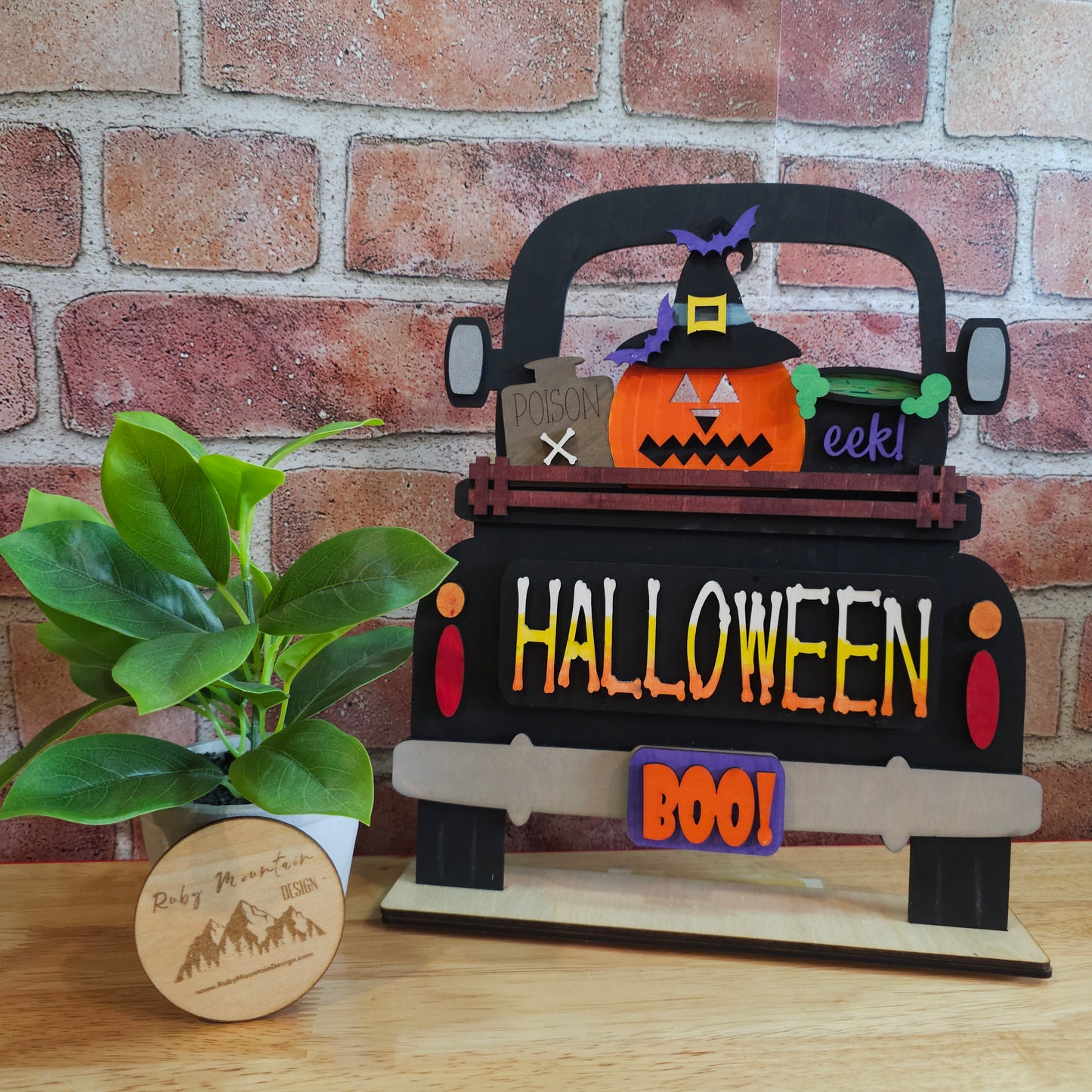 Eek Halloween Insert for Farmhouse Vintage Truck - Interchangeable: Insert Only