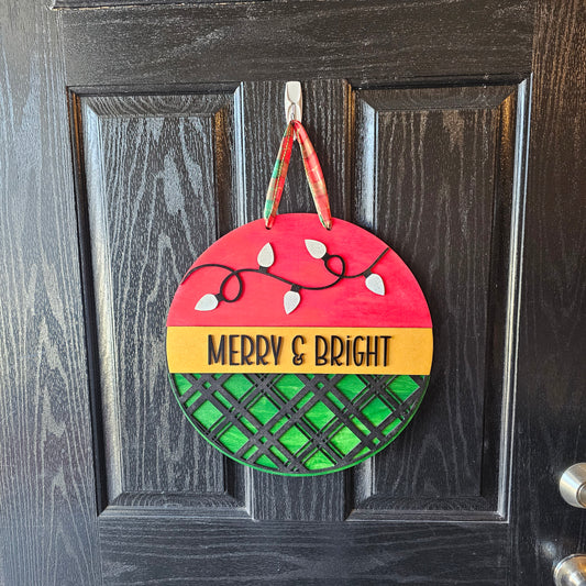 Christmas Merry & Bright Round Door Hanger