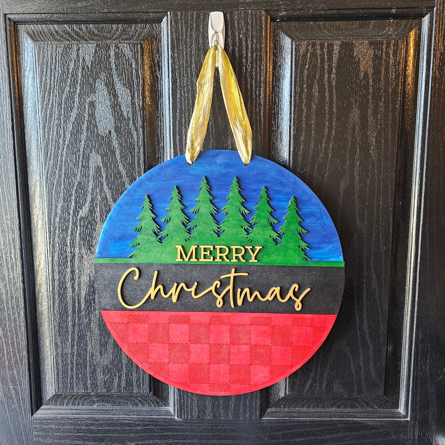 Forest Merry Christmas Round Door Hanger