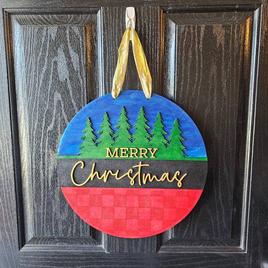 Forest Merry Christmas Round Door Hanger