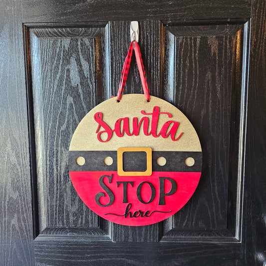 Santa Stop Round Door Hanger