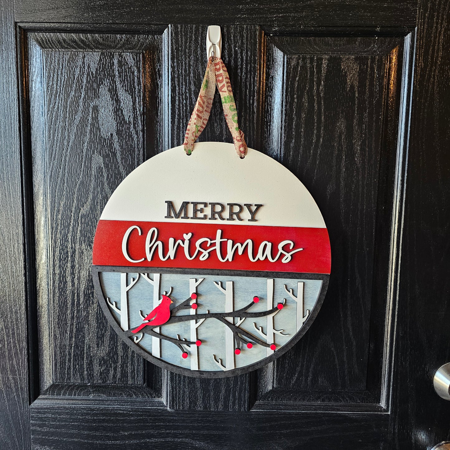 Cardinal Merry Christmas Round Door Hanger