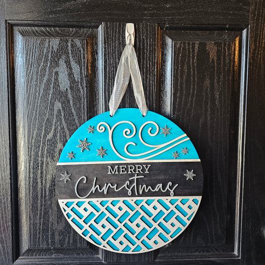 Swirl Merry Christmas Round Door Hanger