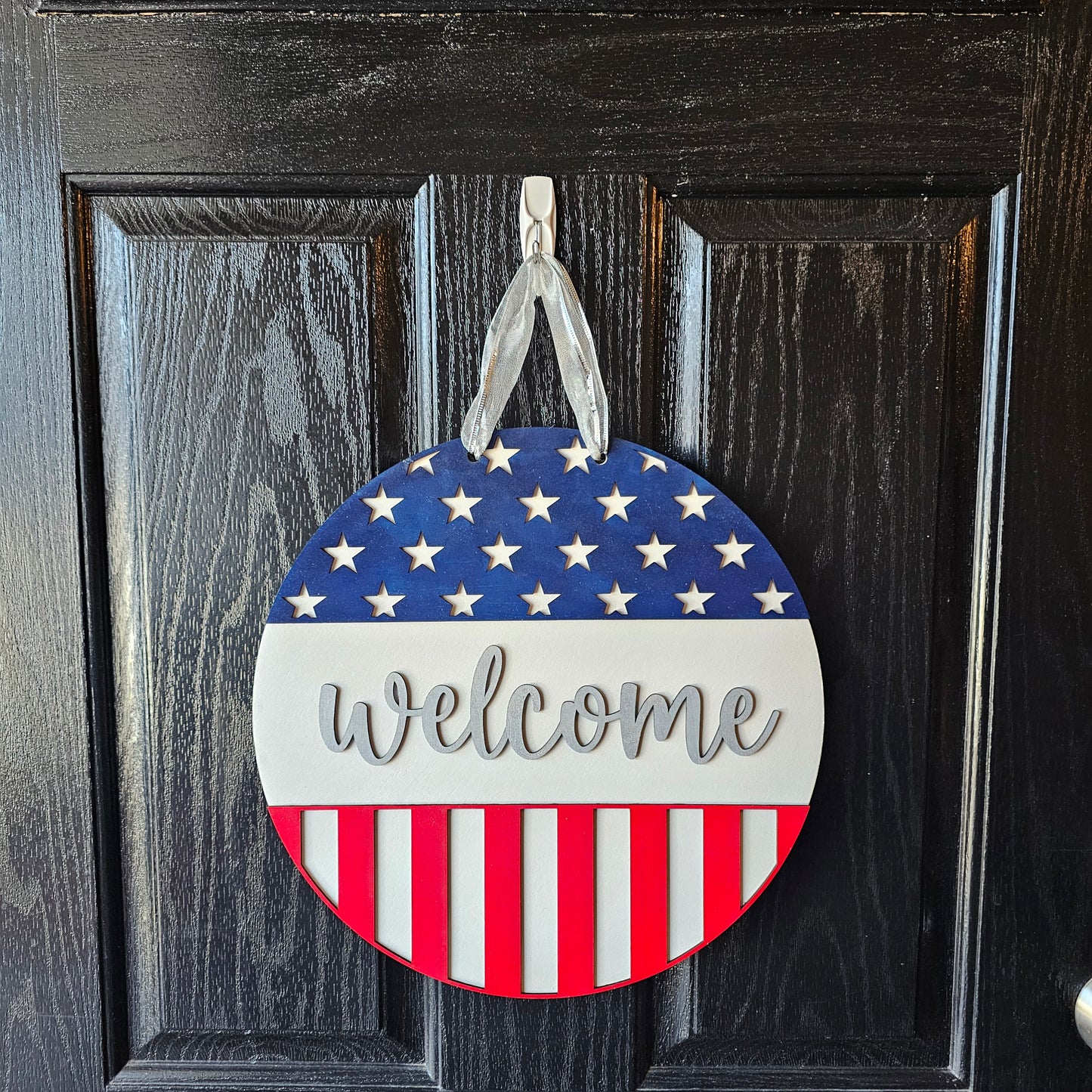 Patriotic Welcome Round Door Hanger