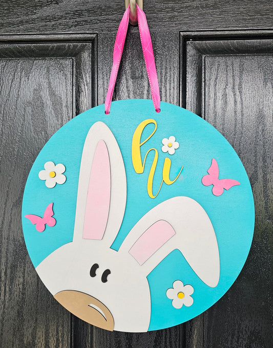 Peeking Bunny Round Door Hanger