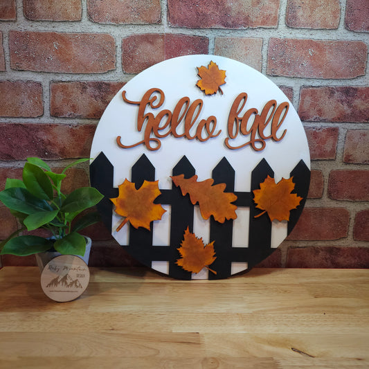 Hello Fall Round Door Hanger