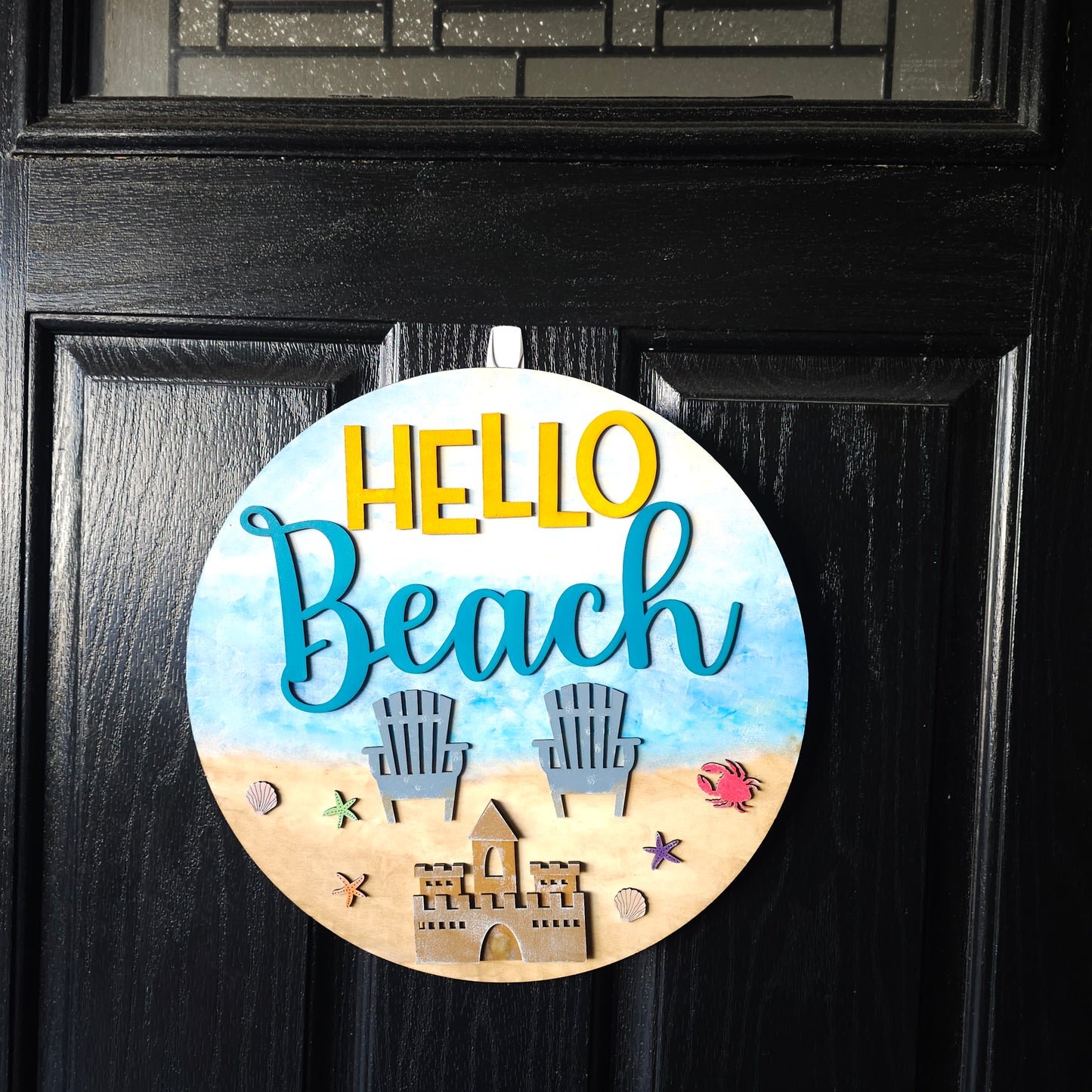 Hello Beach Round Door Hanger